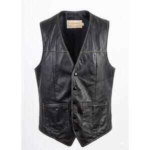 Vintage Californian Leather Vest California Sportswear Co Western Biker Black 36
